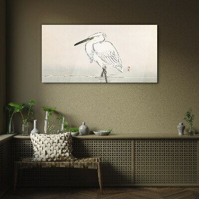 Glasbild Weißer Reiher im Nebel