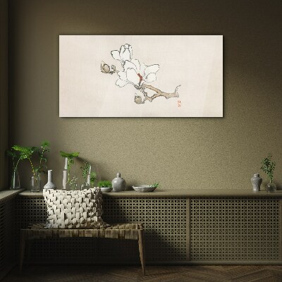 Glasbild Magnolienblüten auf hellem Hintergrund