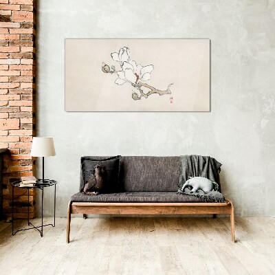 Glasbild Magnolienblüten auf hellem Hintergrund