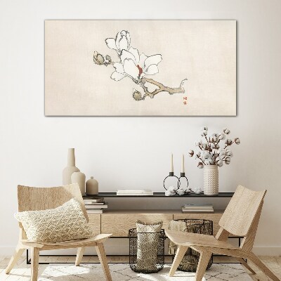 Glasbild Magnolienblüten auf hellem Hintergrund