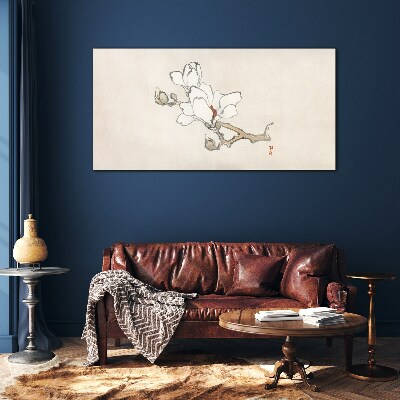 Glasbild Magnolienblüten auf hellem Hintergrund