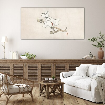 Glasbild Magnolienblüten auf hellem Hintergrund