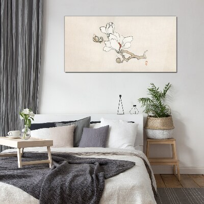 Glasbild Magnolienblüten auf hellem Hintergrund
