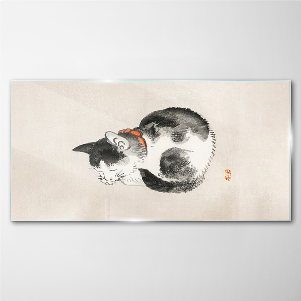 Glasbild Schlafende Katze