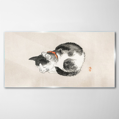 Glasbild Schlafende Katze
