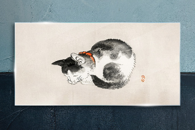 Glasbild Schlafende Katze