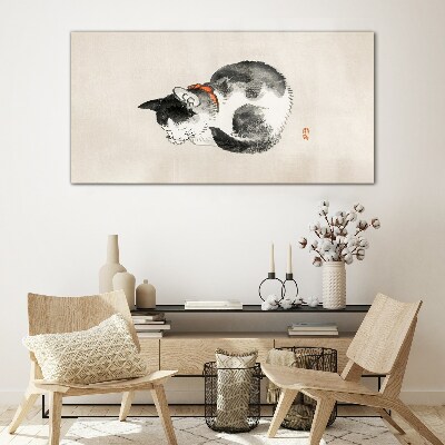 Glasbild Schlafende Katze
