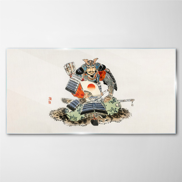 Glasbild Samurai in traditioneller Tracht