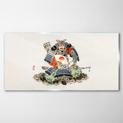 Glasbild Samurai in traditioneller Tracht