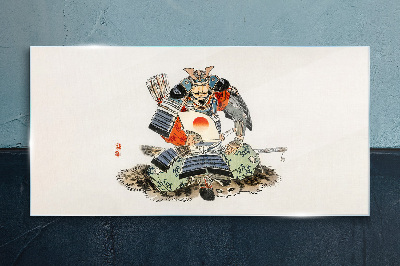 Glasbild Samurai in traditioneller Tracht