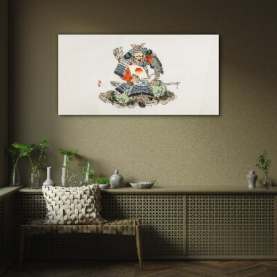 Glasbild Samurai in traditioneller Tracht