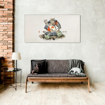 Glasbild Samurai in traditioneller Tracht