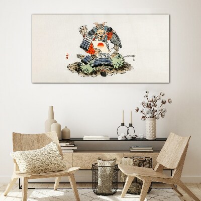 Glasbild Samurai in traditioneller Tracht