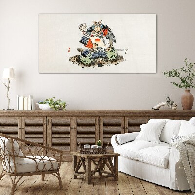 Glasbild Samurai in traditioneller Tracht