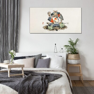 Glasbild Samurai in traditioneller Tracht