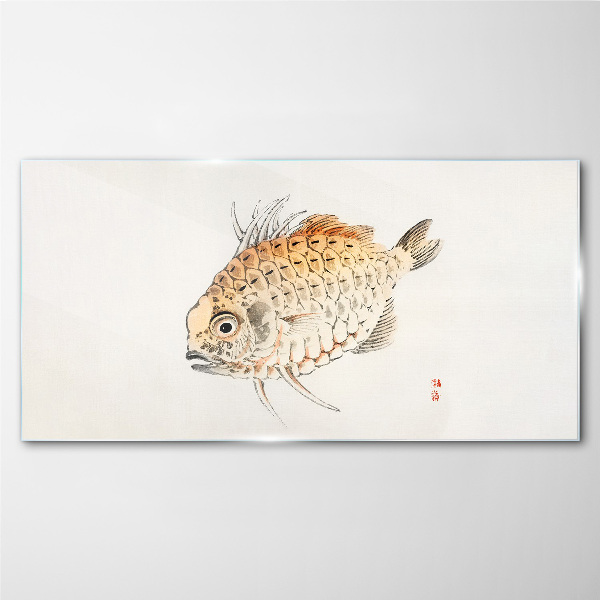 Glasbild Goldfisch auf weißem Hintergrund