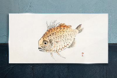 Glasbild Goldfisch auf weißem Hintergrund