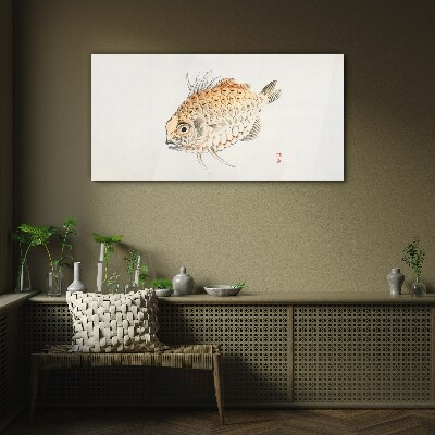 Glasbild Goldfisch auf weißem Hintergrund