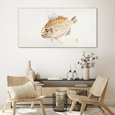 Glasbild Goldfisch auf weißem Hintergrund