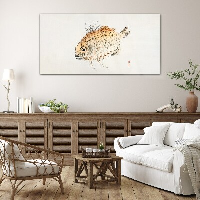 Glasbild Goldfisch auf weißem Hintergrund