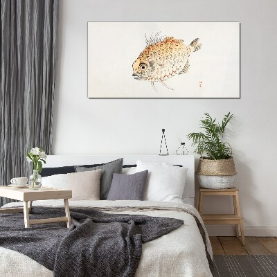 Glasbild Goldfisch auf weißem Hintergrund