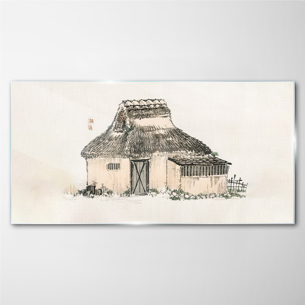 Bild auf glas Landhaus mit Grasdach