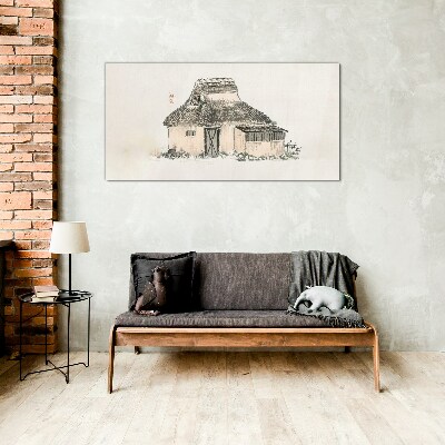 Bild auf glas Landhaus mit Grasdach