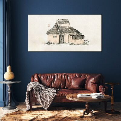Bild auf glas Landhaus mit Grasdach