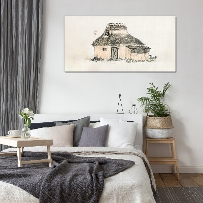 Bild auf glas Landhaus mit Grasdach