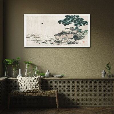 Glasbild Ruhiges Landhaus am See