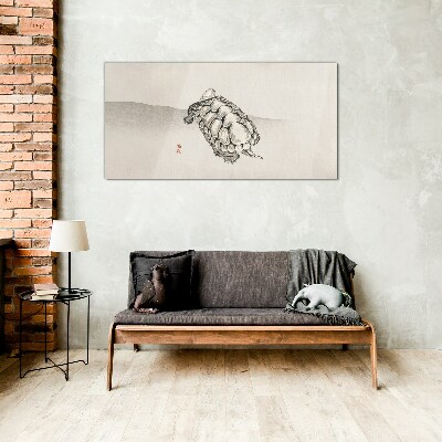 Glasbild Schildkröte auf minimalistischem Hintergrund
