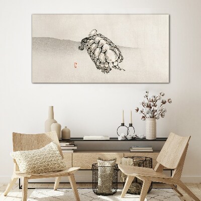 Glasbild Schildkröte auf minimalistischem Hintergrund