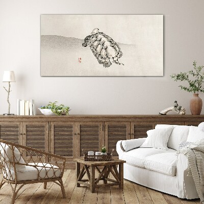 Glasbild Schildkröte auf minimalistischem Hintergrund