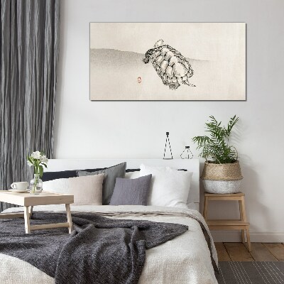 Glasbild Schildkröte auf minimalistischem Hintergrund