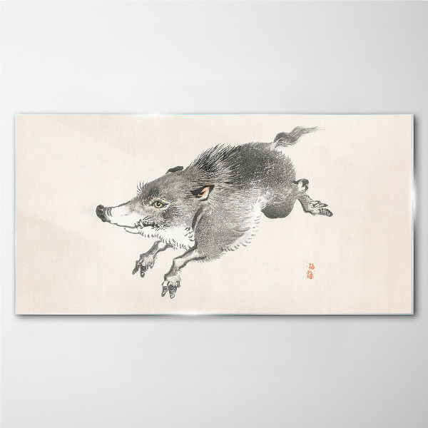 Glasbild Laufendes Wildschwein