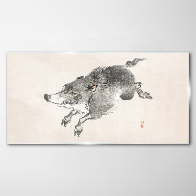 Glasbild Laufendes Wildschwein