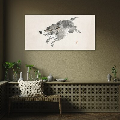 Glasbild Laufendes Wildschwein