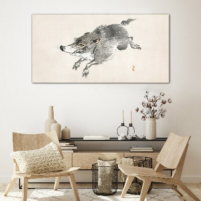 Glasbild Laufendes Wildschwein