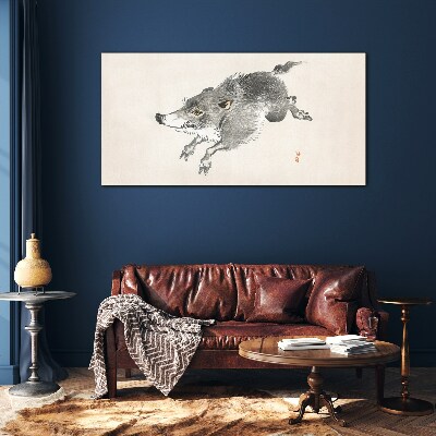 Glasbild Laufendes Wildschwein