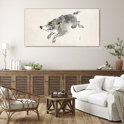Glasbild Laufendes Wildschwein