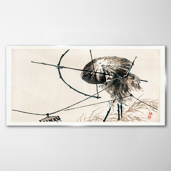 Glasbild Quallen in abstrakten Linien