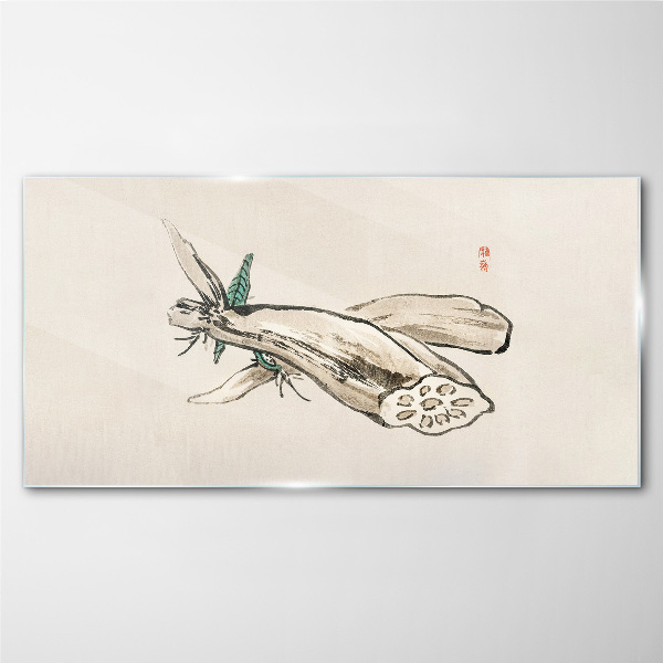 Glasbild Schmetterling auf einem Lotushintergrund