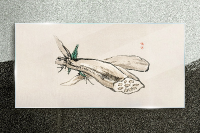 Glasbild Schmetterling auf einem Lotushintergrund