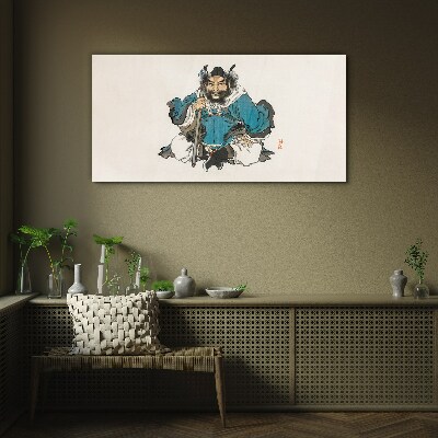 Glasbild Meister im blauen Gewand