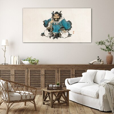 Glasbild Meister im blauen Gewand