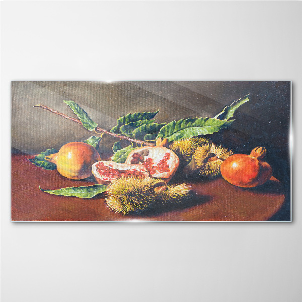 Glasbild Fruchtkomposition mit Granatapfel