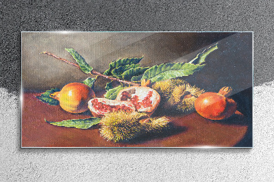 Glasbild Fruchtkomposition mit Granatapfel