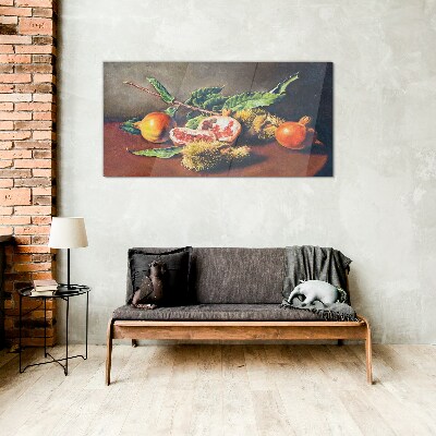 Glasbild Fruchtkomposition mit Granatapfel
