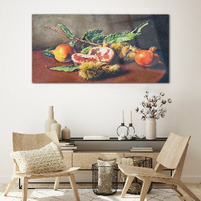 Glasbild Fruchtkomposition mit Granatapfel