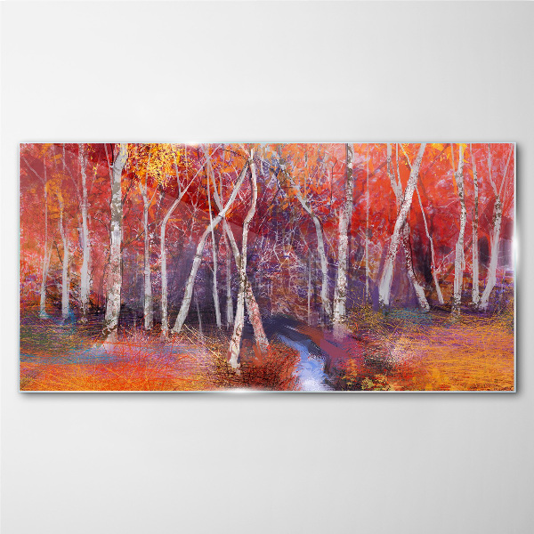 Glasbild Bunter Herbst im Wald